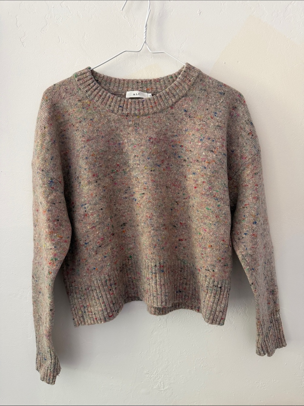 A.L.C. Neutral Speckled Crewneck Sweater